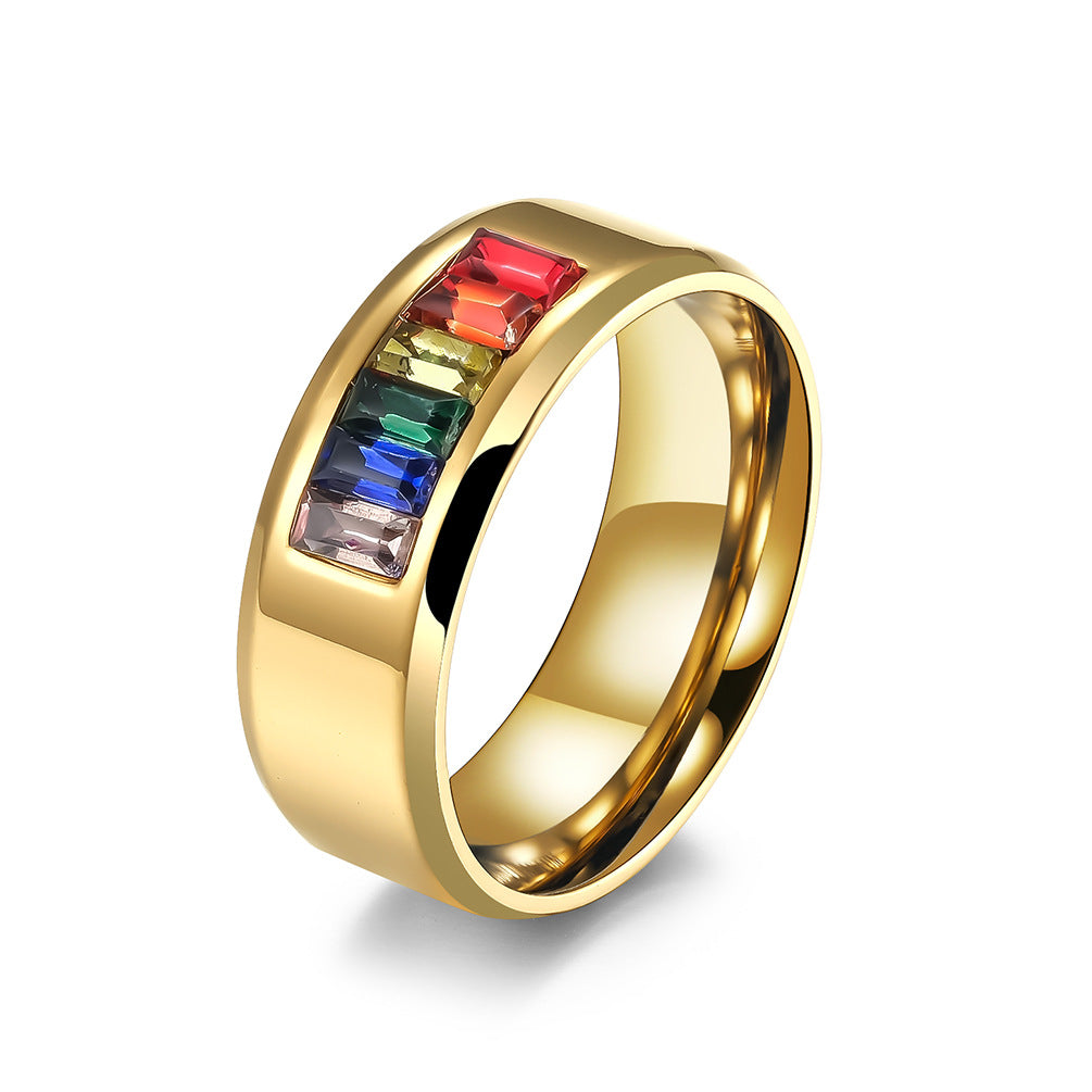Venta al por mayor Anillos De Acero De Titanio Arco Iris LGBT